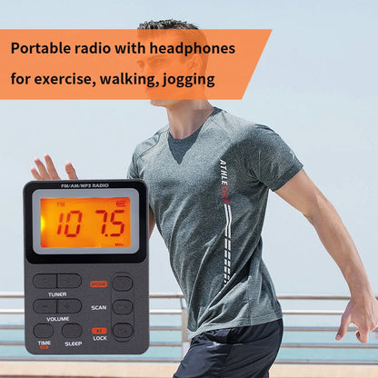 FM/AM Portable Mini Radio with MP3 and 3.5mm headphone jack