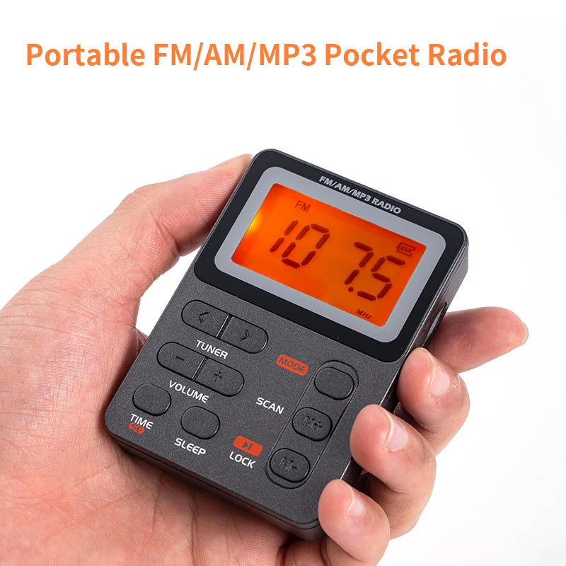 FM/AM Portable Mini Radio with MP3 and 3.5mm headphone jack